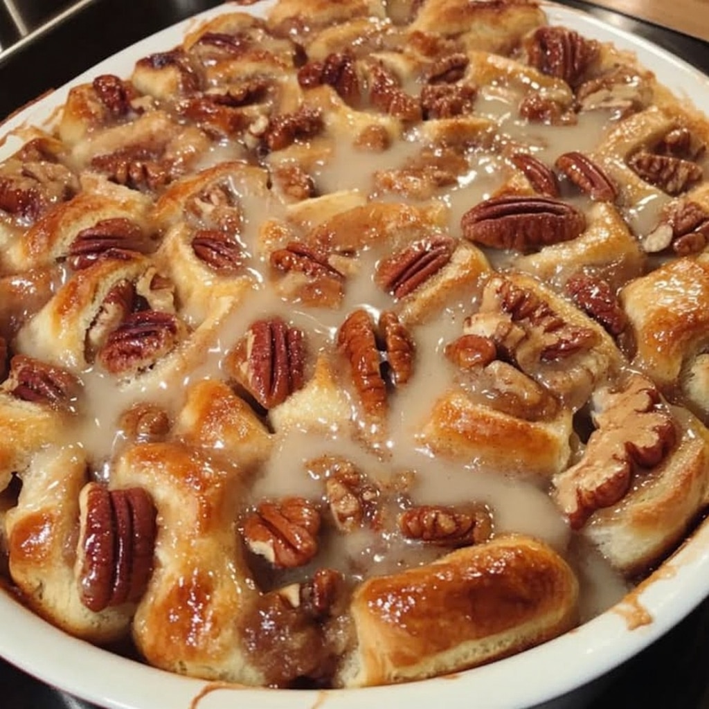 Apple Pecan Cinnamon Roll Bake: Easy 3-Ingredient Breakfast