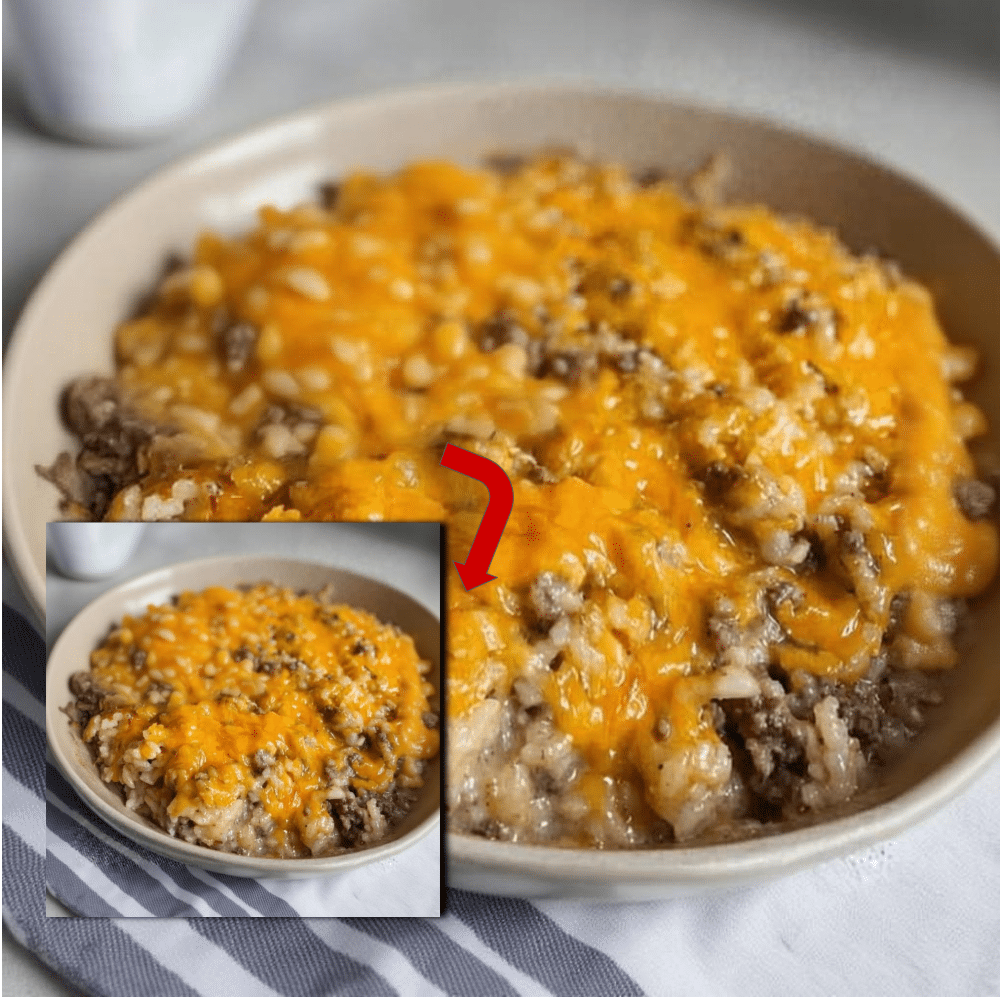 Easy Cheesy Ground Beef Rice Casserole