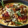 Chicken and Mushrooms Asiago Cream Sauce (One Pan Recipe)