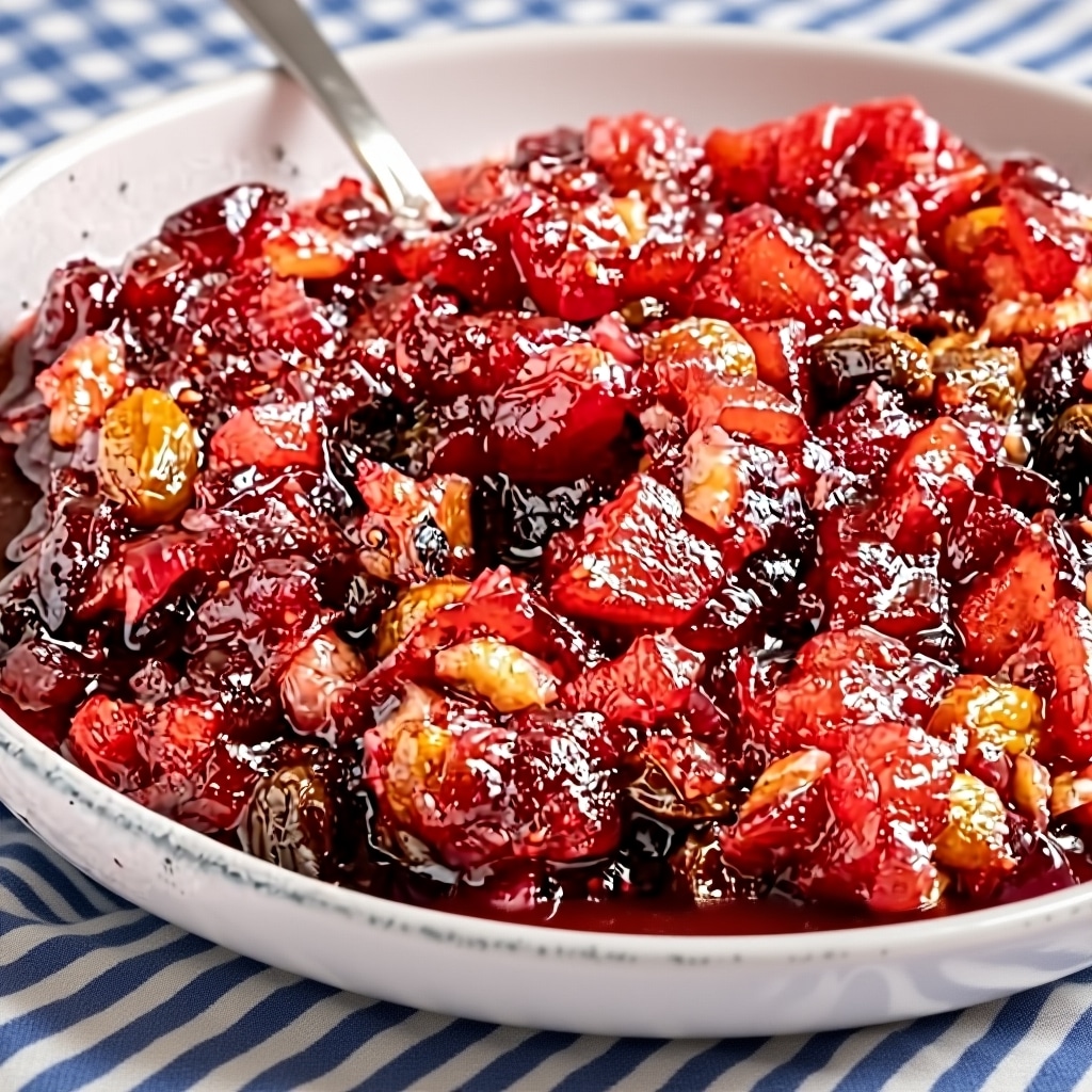 Homemade Cranberry Apple Chutney Recipe with Spices and Walnuts