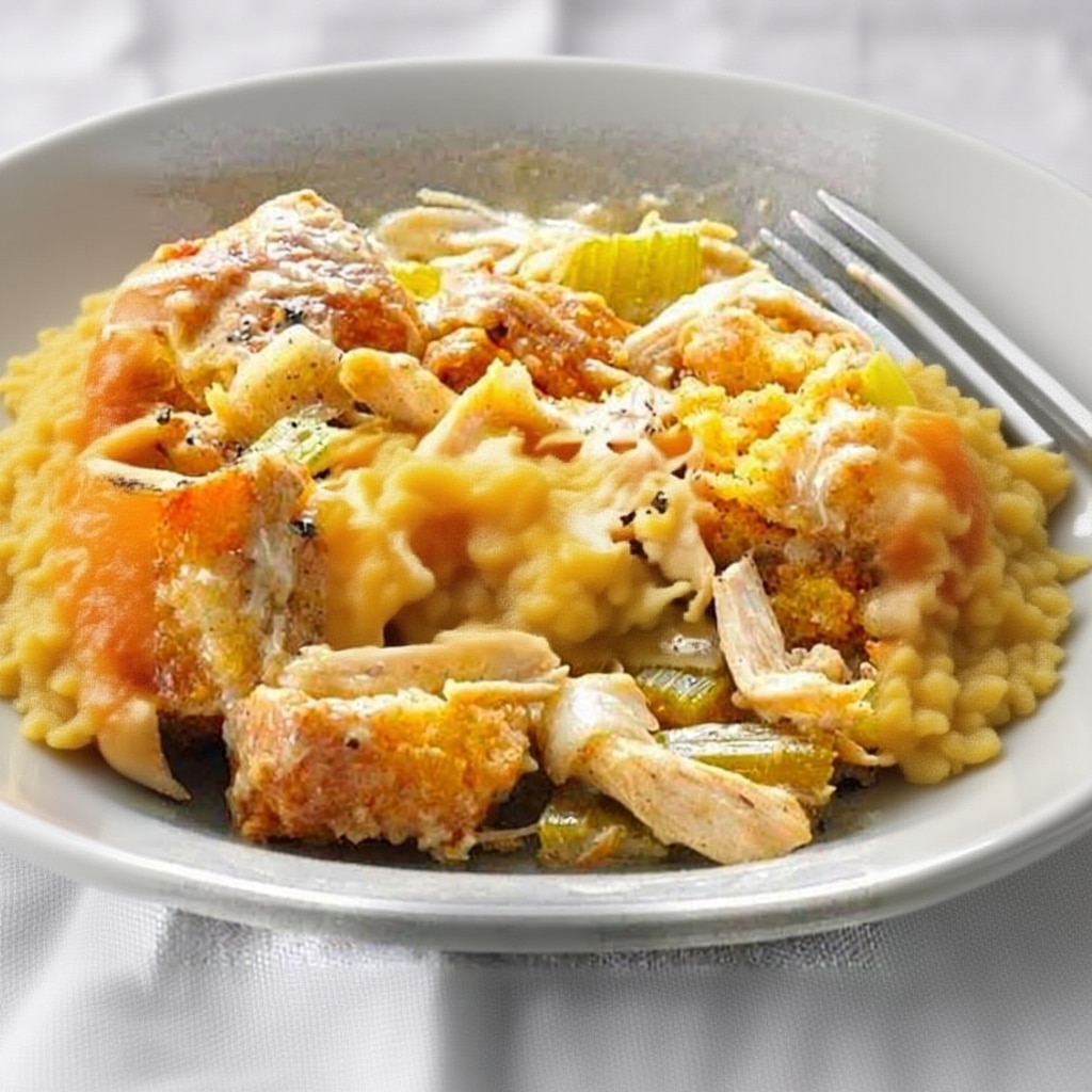 Easy Creamy Chicken Stuffing Casserole