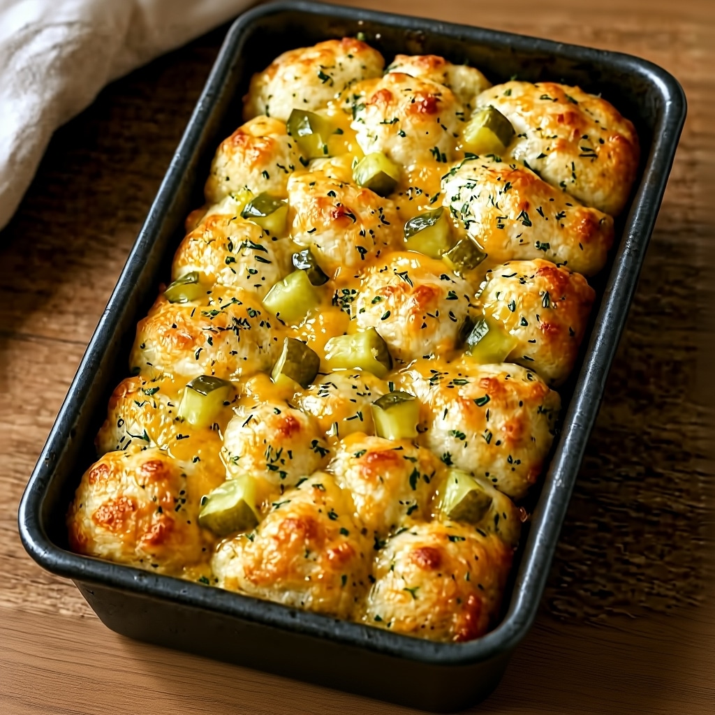 Easy Dill Pickle Cheddar Pull Apart Bread