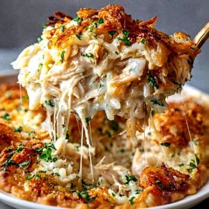 French Onion Chicken Rice Bake: Creamy Easy Dinner