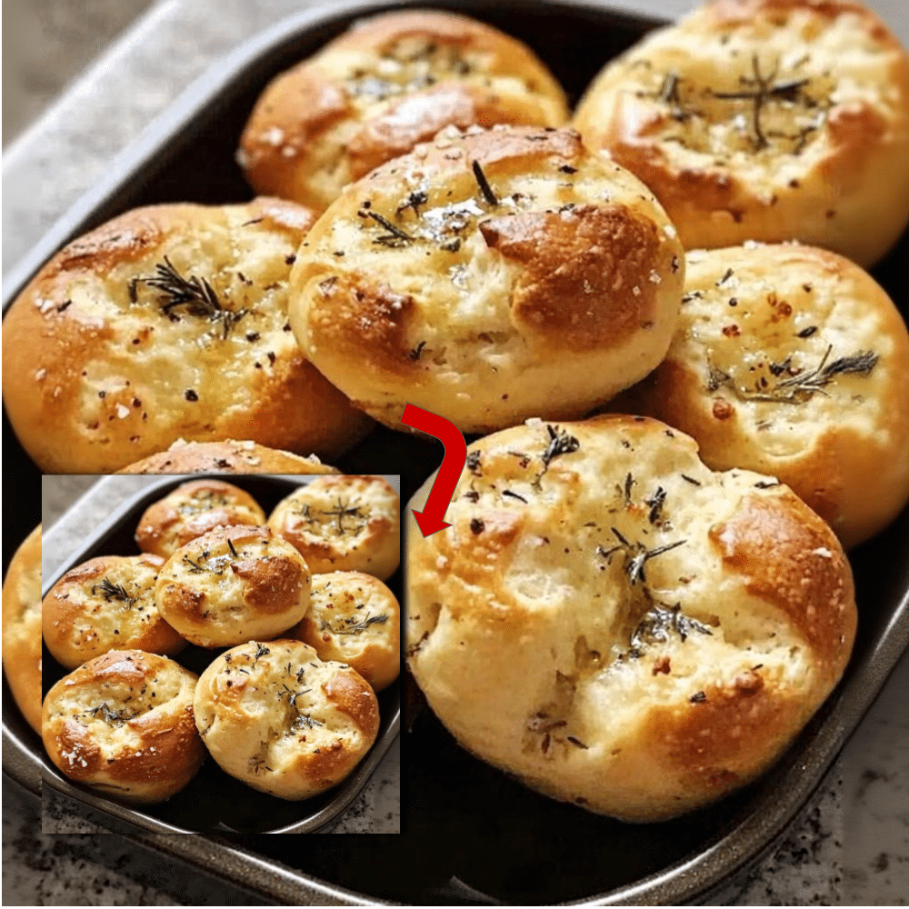 Garlic Rosemary Focaccia Muffins (Easy Recipe)
