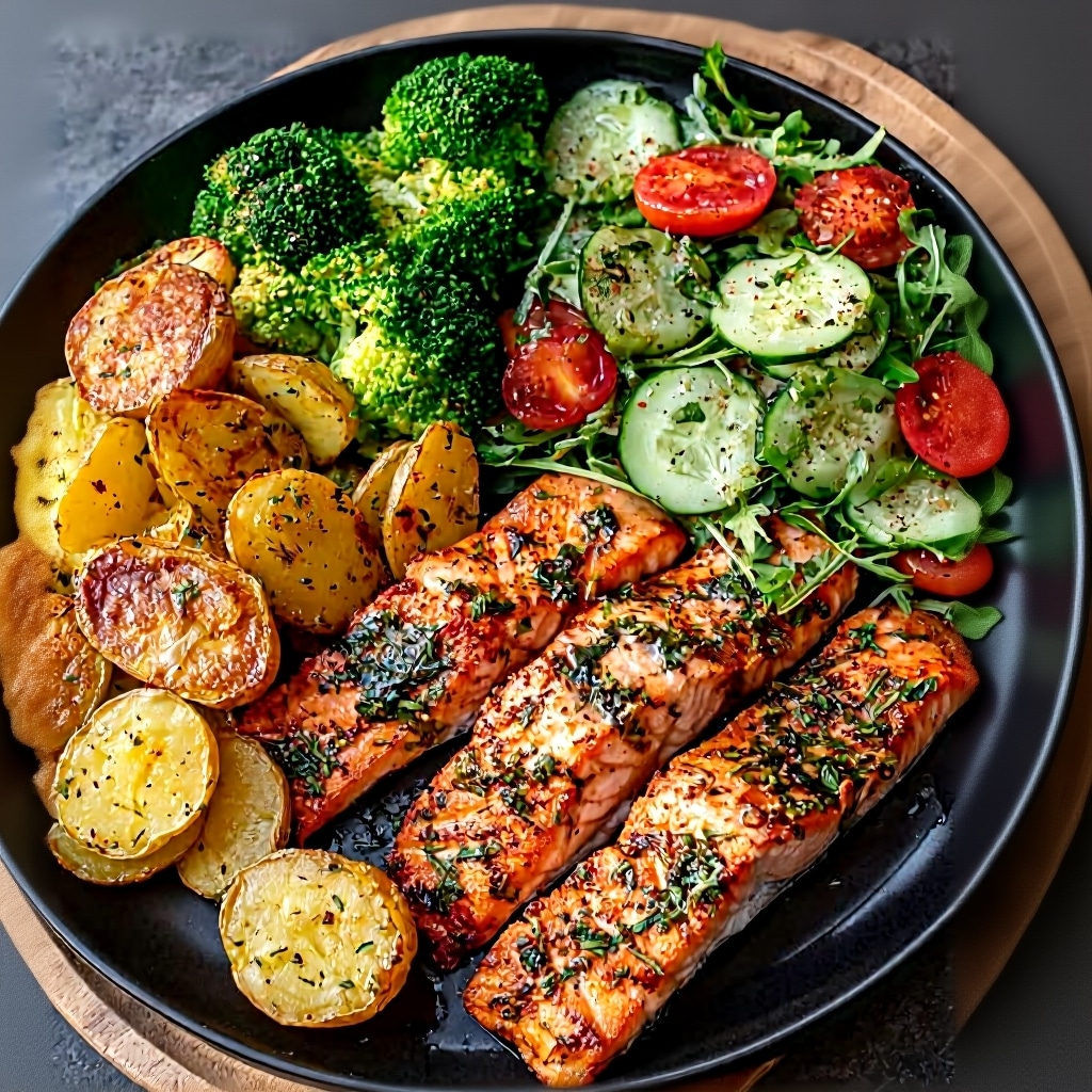 Herb-Crusted Salmon with Potatoes (Easy Recipe)