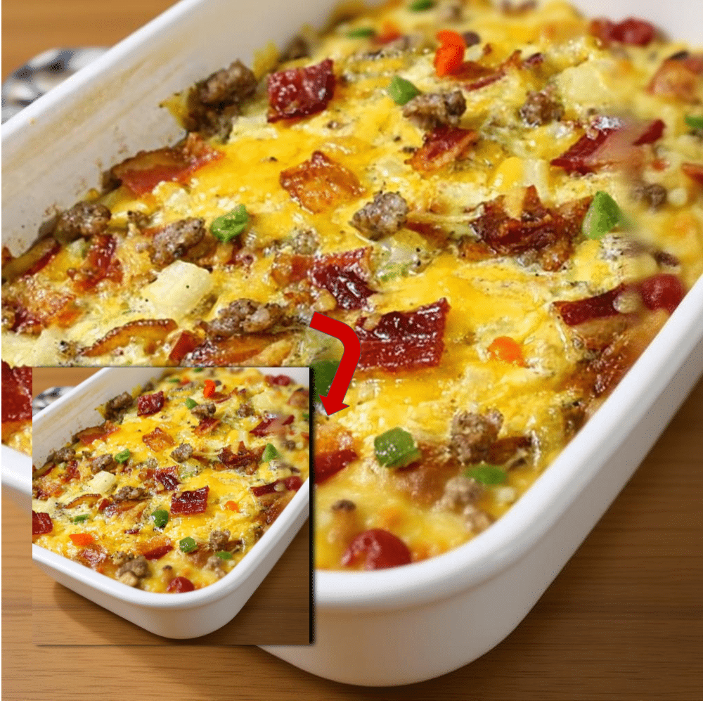Loaded Cheesy Breakfast Casserole (Easy Make-Ahead!)