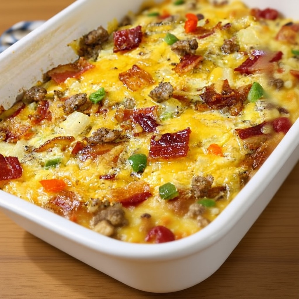 Loaded Cheesy Breakfast Casserole (Easy Make-Ahead!)