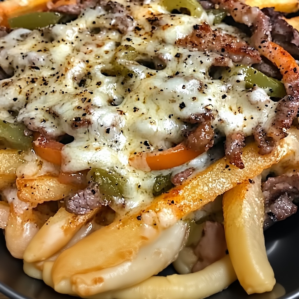 Philly Cheesesteak Fries Recipe | Cheesy Loaded Steak Fries