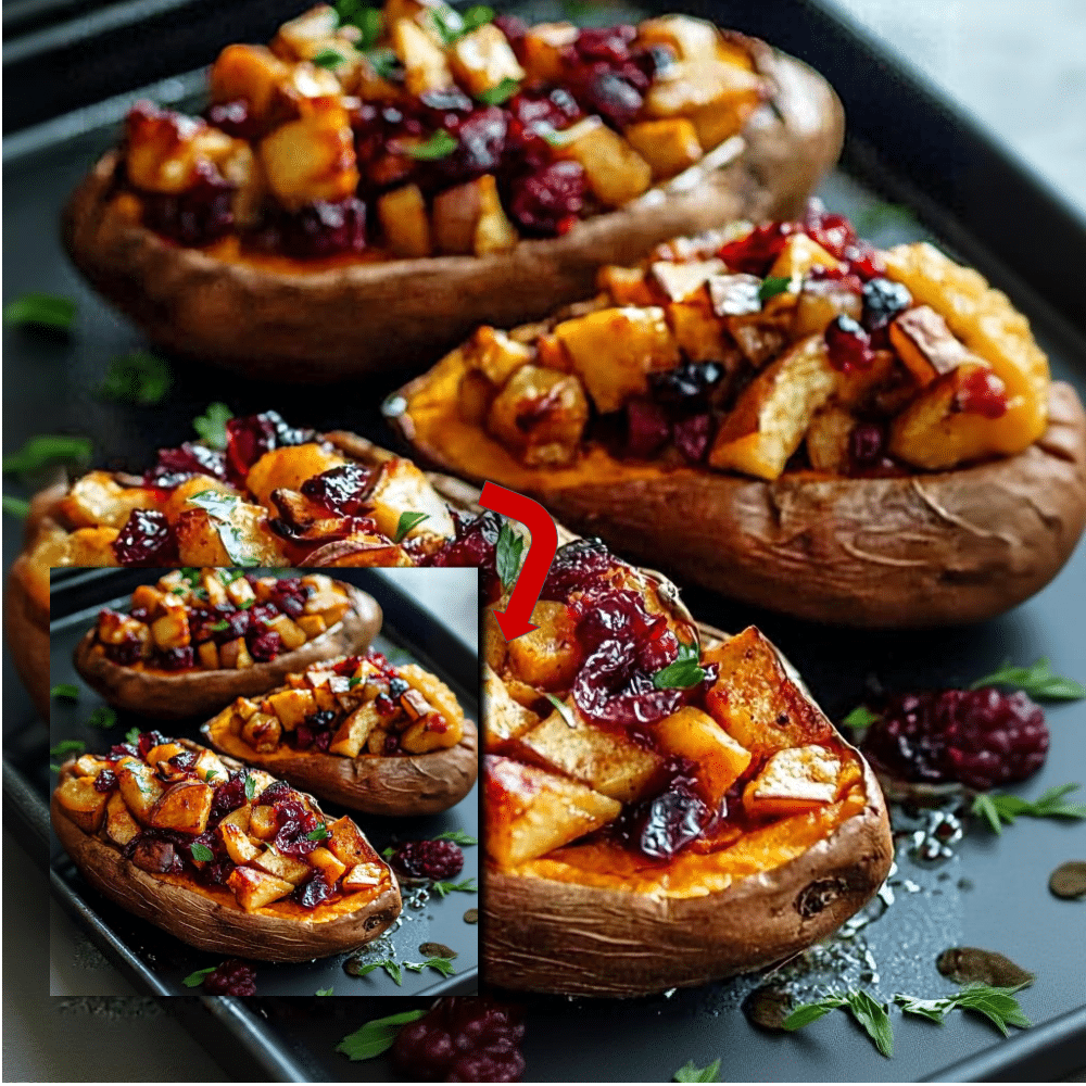 Roasted Sweet Potatoes with Apple Cranberry Filling Recipe