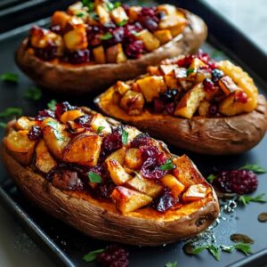 Roasted Sweet Potatoes with Apple Cranberry Filling Recipe