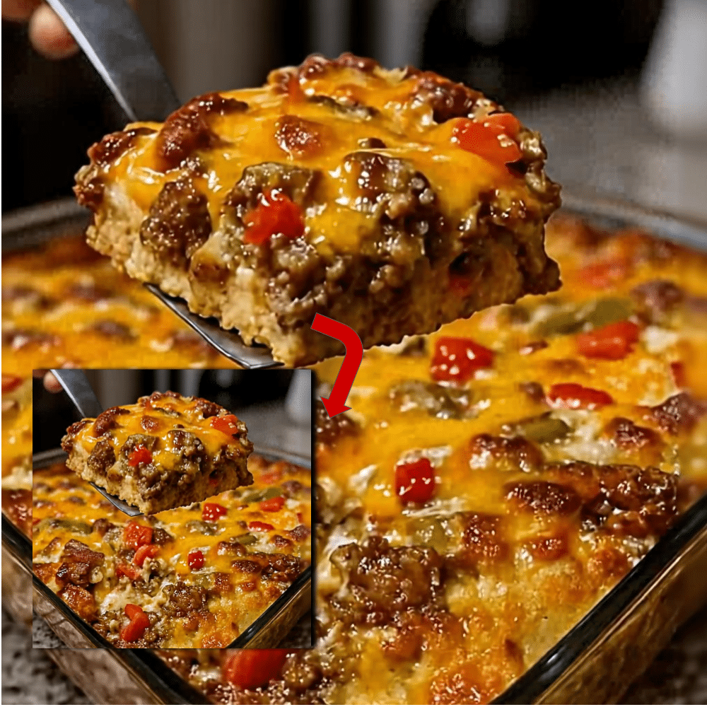 Breakfast Casserole with Sausage, Cheddar, and Bell Peppers 2 Sausage Cheddar Breakfast Casserole: Easy Potluck Recipe