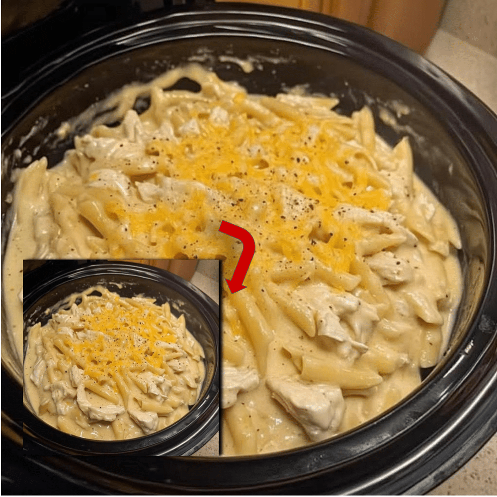 Easy Slow Cooker Chicken Penne Pasta (Creamy & Cheesy)