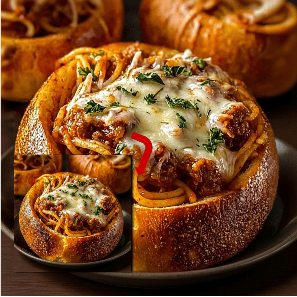 Easy Spaghetti Garlic Bread Bowls Recipe