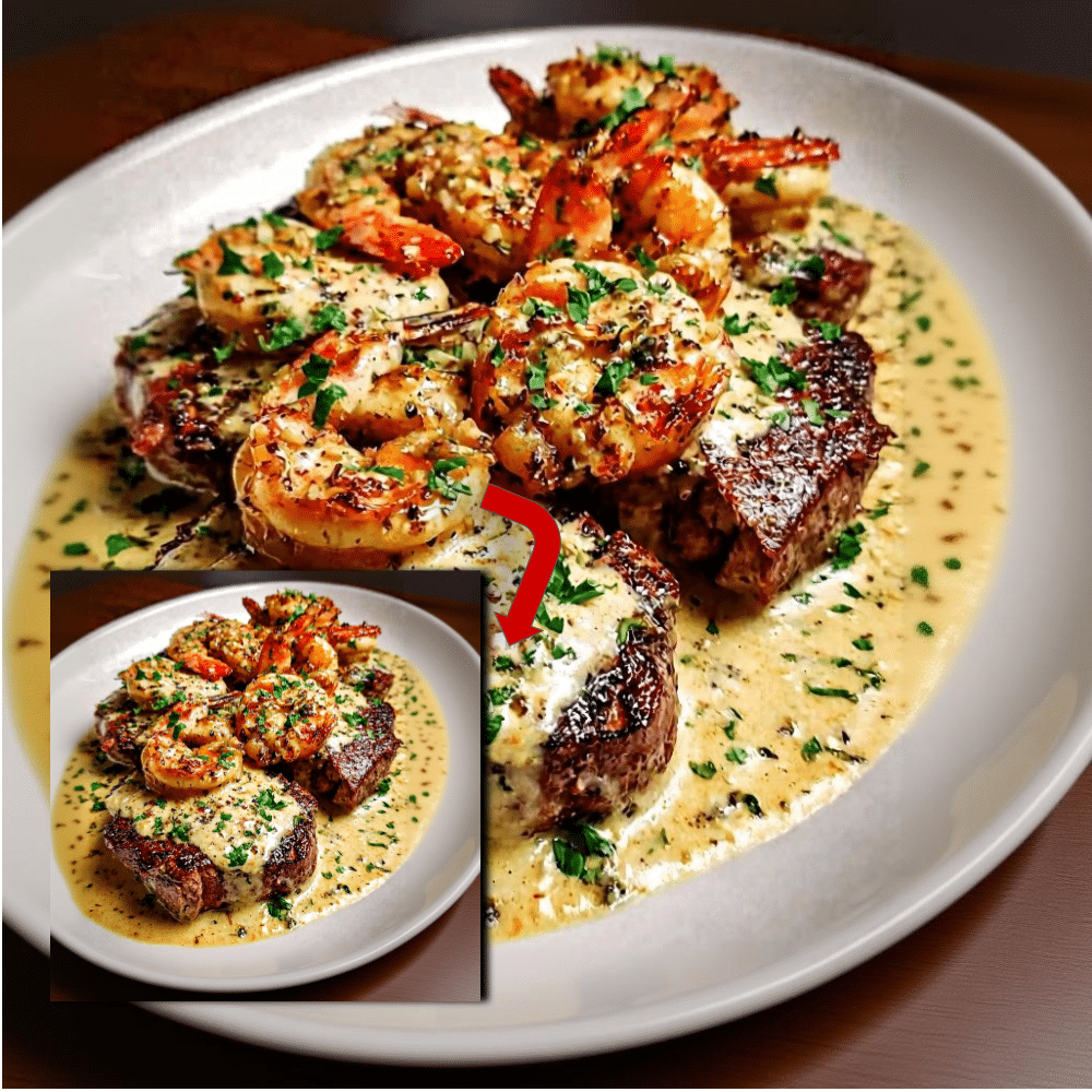 Steak with Creamy Garlic Shrimp: Best Surf & Turf Recipe