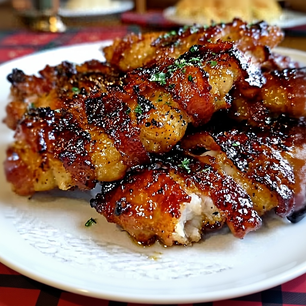 Sweet & Sticky Beef Bacon Wrapped Chicken Tenders Recipe