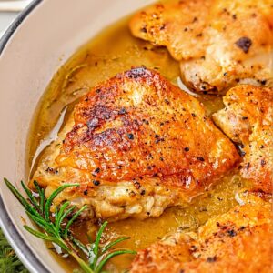 Braised Chicken Thighs with Garlic & Rosemary (Crispy & Juicy)