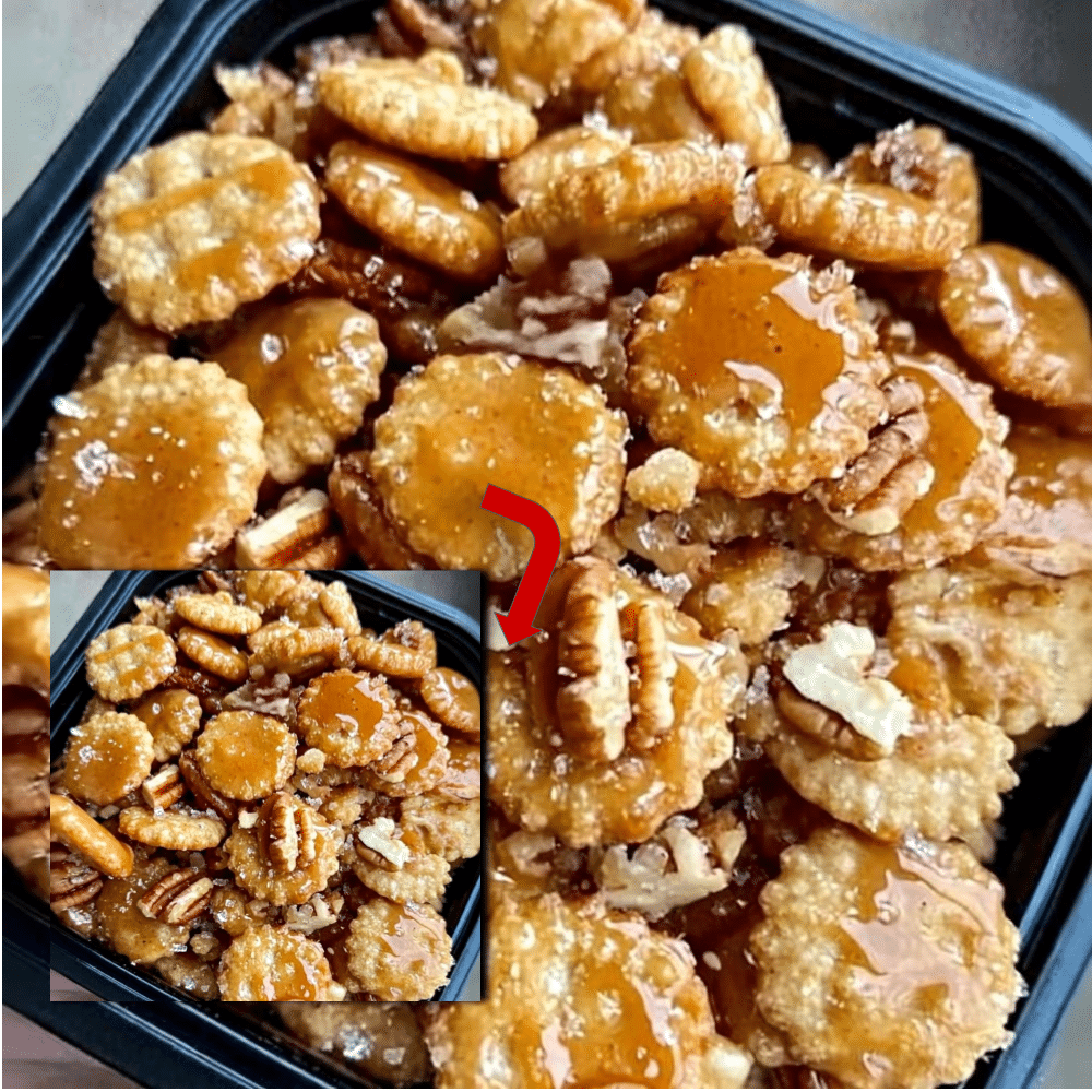 Candied Pecan Cracker Snack Mix - Easy Sweet & Salty Treat