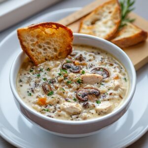 Creamy Chicken Mushroom Wild Rice Soup Recipe | Comfort Food