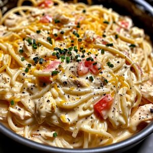 Creamy Crockpot Chicken Spaghetti - Easy Slow Cooker Dinner