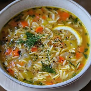 Orzo Vegetable Soup with Lemon and Chicken: A Zesty One-Pot Meal