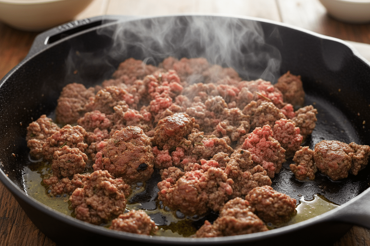 30 Easy Frozen Pea Recipes & Beef Skillet 2 30 Delicious Frozen Pea Recipes to Brighten Your Meals preparation step 1