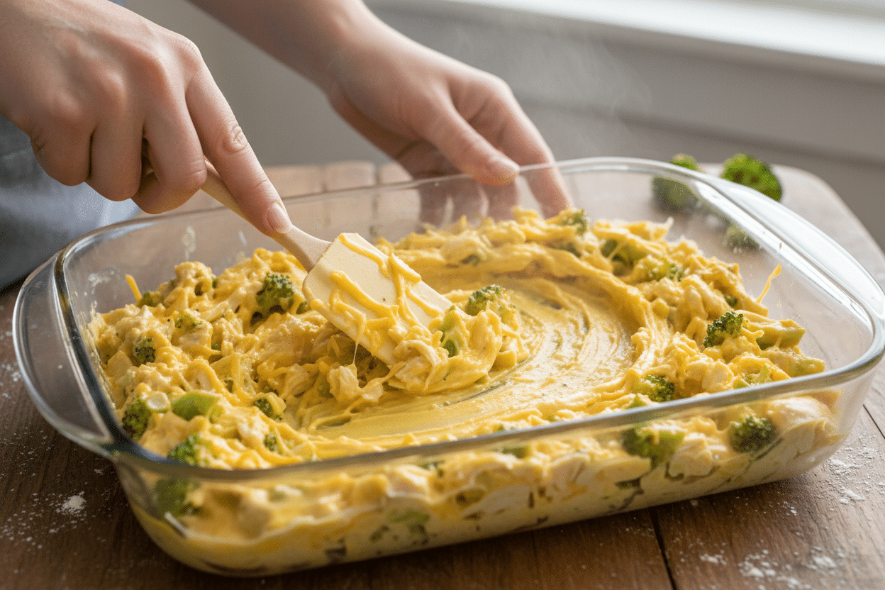 Best Cheesy Broccoli Chicken Casserole Recipe 3 Cheesy Broccoli Chicken and Rice Casserole preparation step 2