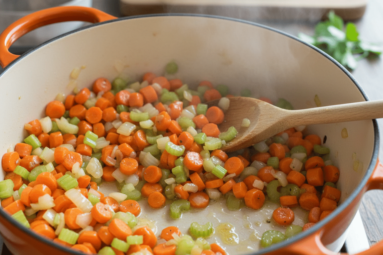 Best Creamy Chicken Pot Pie Soup Recipe 2 Chicken Pot Pie Soup preparation step 1