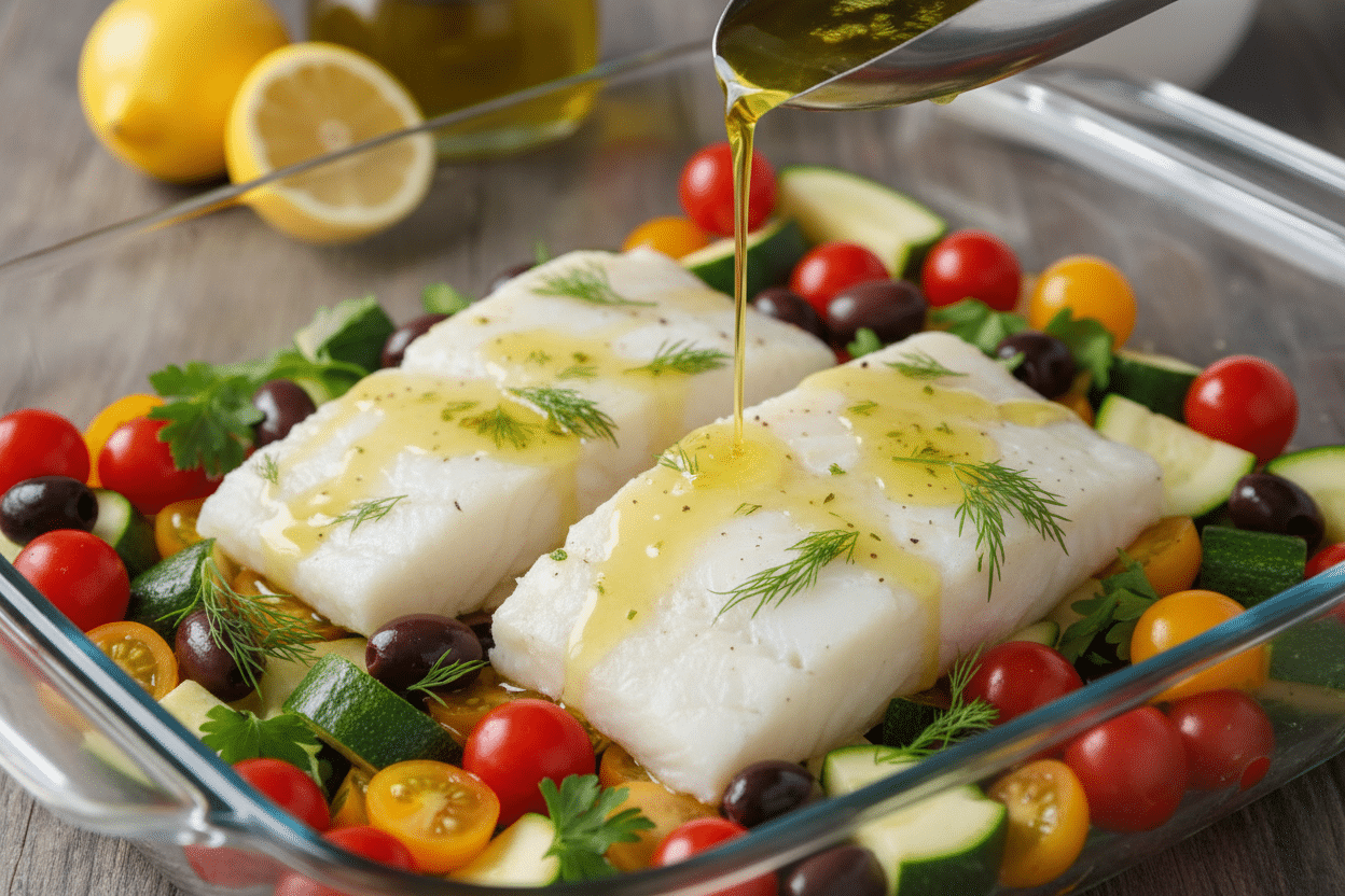 Easy Mediterranean Baked Fish Recipe (One Pan) 2 Cozy Mediterranean Baked Fish preparation step 1