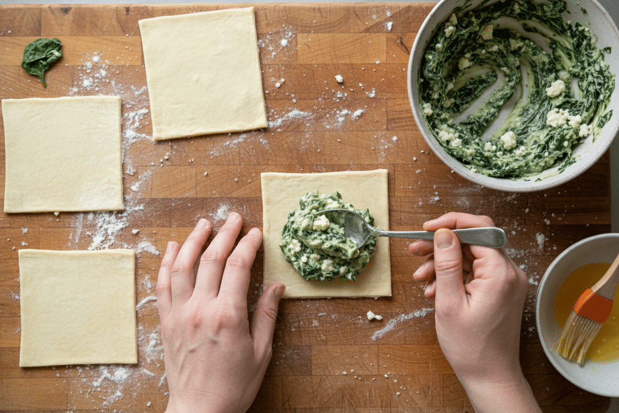 Easy Spinach Puff Pastries Recipe (Under 30 Min) 2 Easy Homemade Spinach Puff Pastries: Deliciously Perfect & Quick preparation step 1