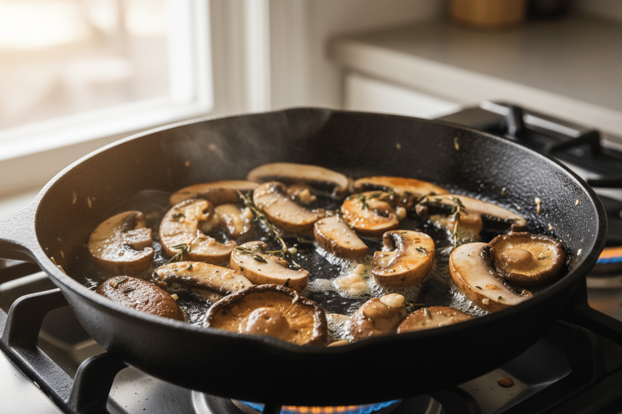 Easy Mushroom Cream Sauce Pasta preparation step 1