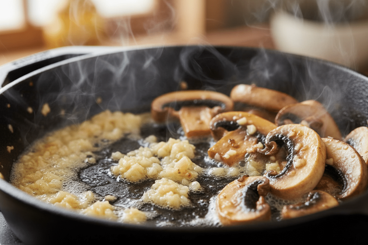 Easy Mushroom Cream Sauce Pasta preparation step 2