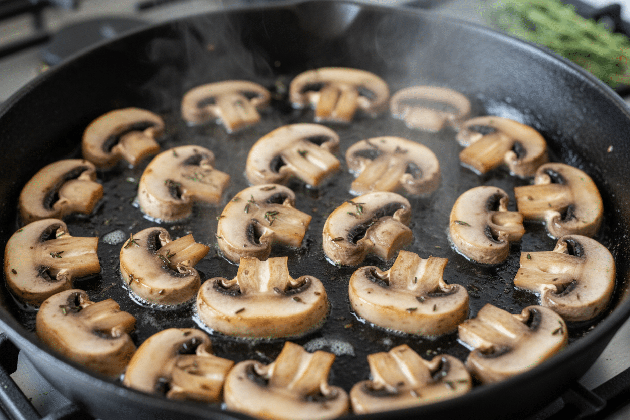 Garlic Butter Green Beans and Mushrooms (Easy Side Dish) 2 Garlic Butter Sautéed Green Beans and Mushrooms preparation step 1