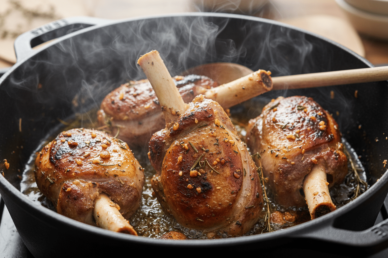 Moroccan Braised Lamb Shanks (Fall-Apart Tender) 2 Juicy Moroccan Braised Lamb Shanks with Chickpeas & Dates preparation step 1