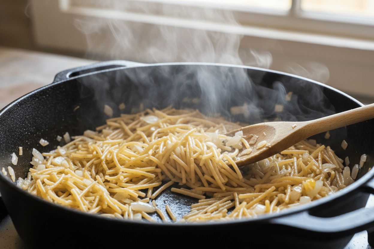 Easy Lentil Rice Pilaf with Vermicelli (Vegan) 2 Lentil & Rice Pilaf preparation step 1