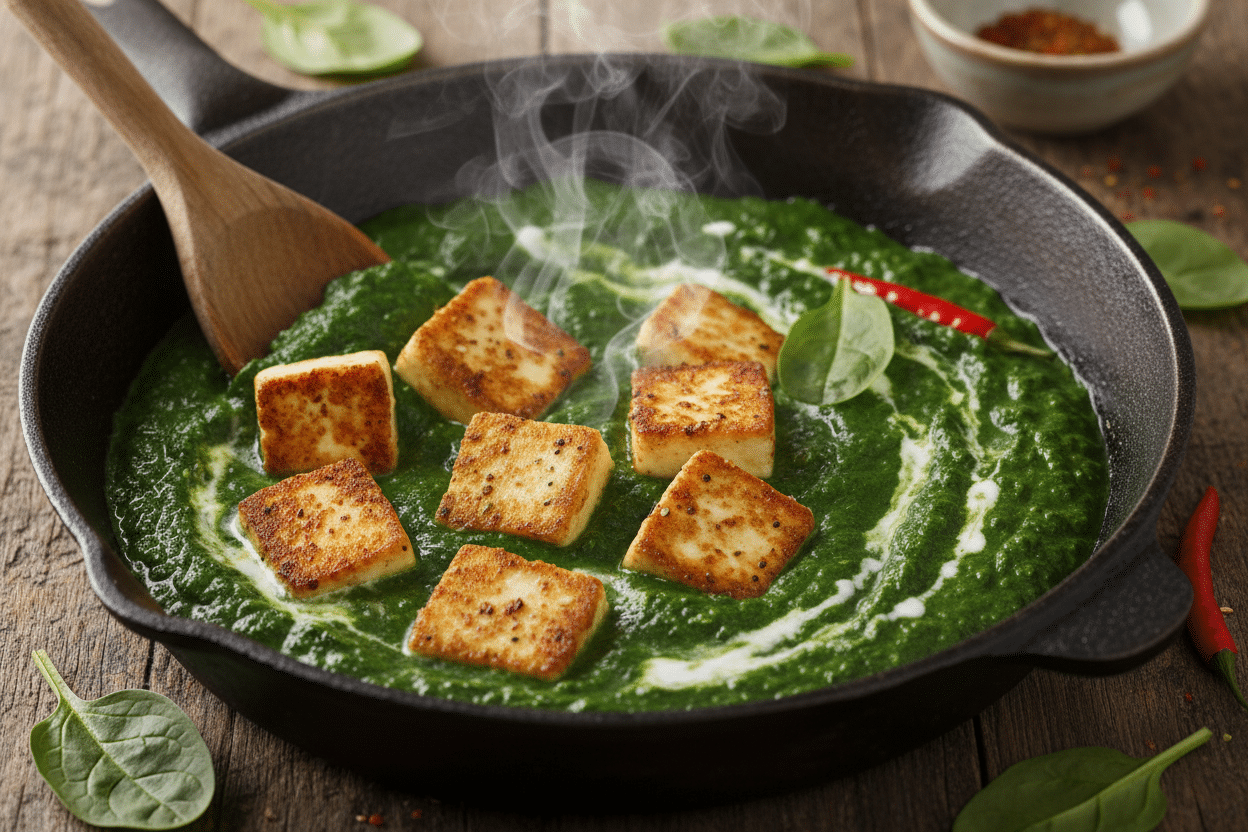 Authentic Palak Paneer Recipe: Creamy Spinach & Cheese Curry 2 Palak Paneer Recipe – Creamy Indian Spinach and Cheese Curry preparation step 1