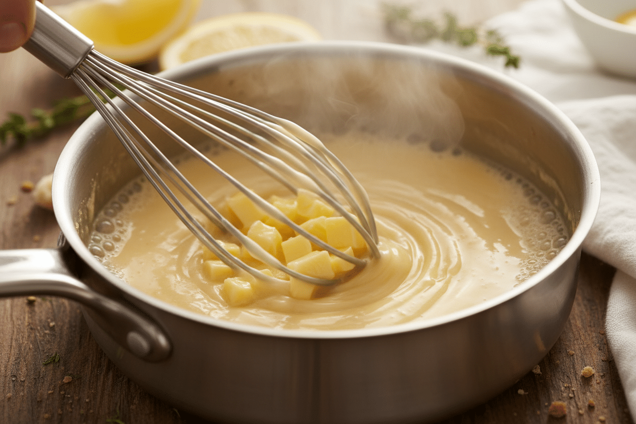 Pan Seared Halibut with Lemon Beurre Blanc preparation step 2