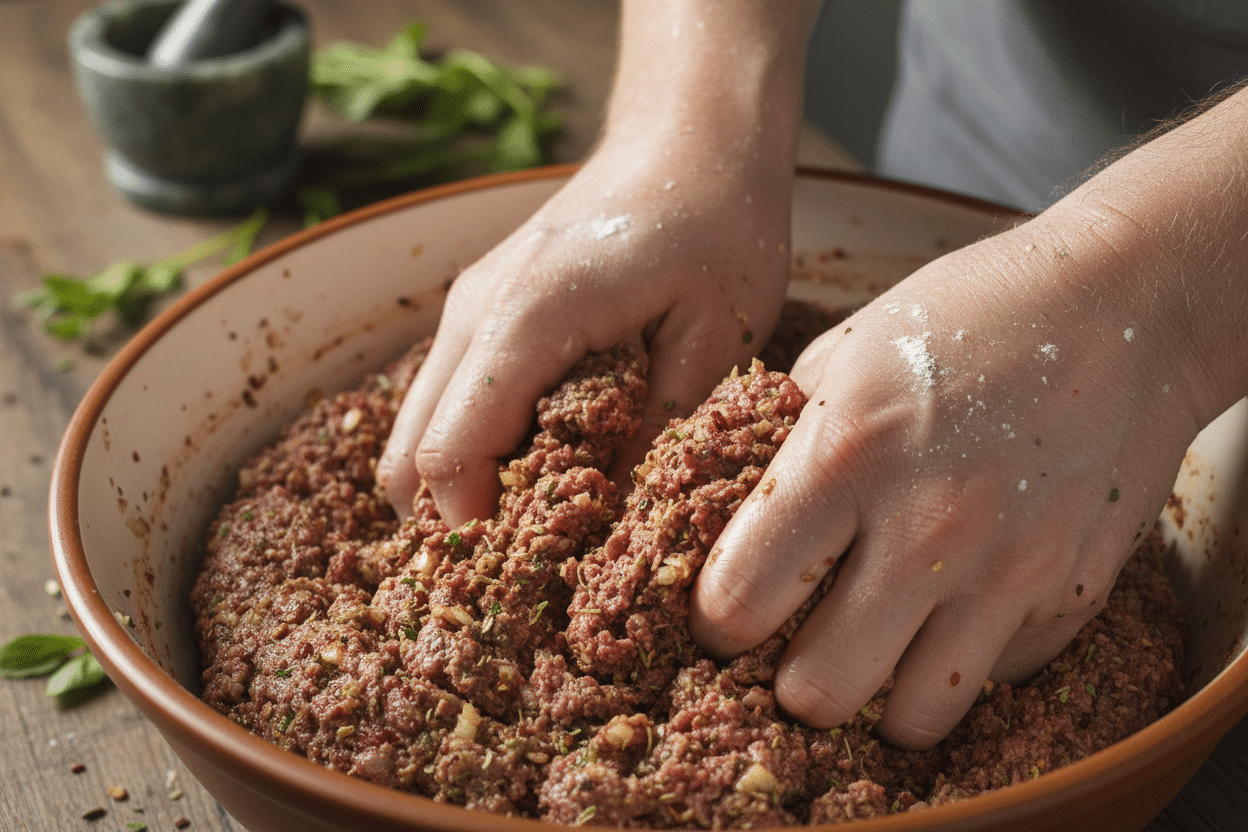 Traditional Persian Koobideh Kebab with Grilled Tomatoes preparation step 1