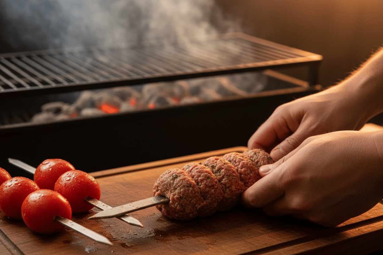 Traditional Persian Koobideh Kebab with Grilled Tomatoes preparation step 2