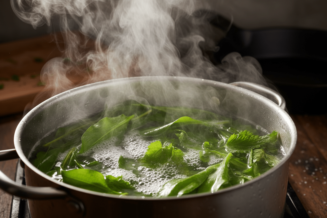 Wild Garlic Nettle Pesto: Easy Foraged Recipe 2 Wild Garlic and Nettle Pesto preparation step 1
