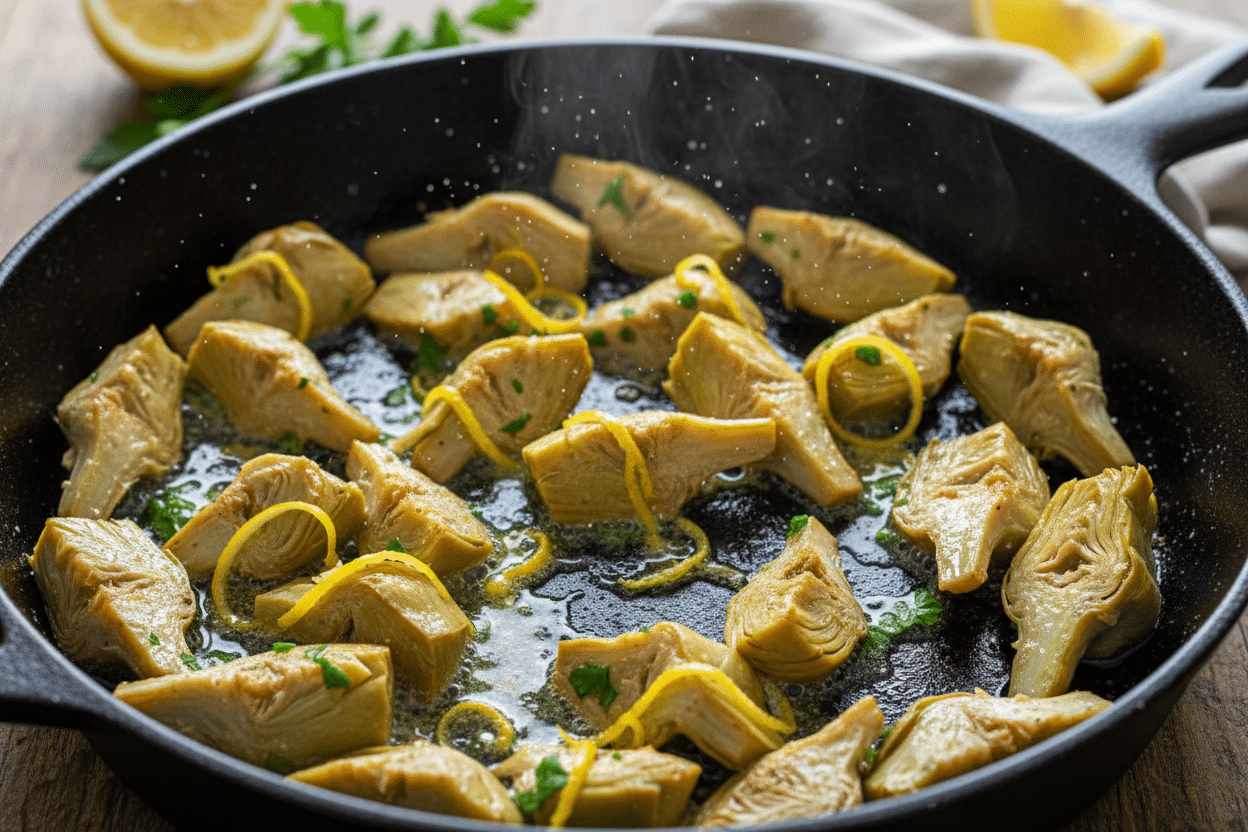 Zesty Lemon Artichoke Pasta | Easy 30-Minute Dinner 3 Zesty Lemon Artichoke Pasta preparation step 2