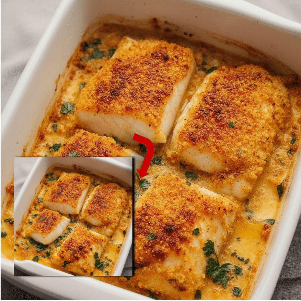 Easy Baked Cod with Lemon & Creamy Crust