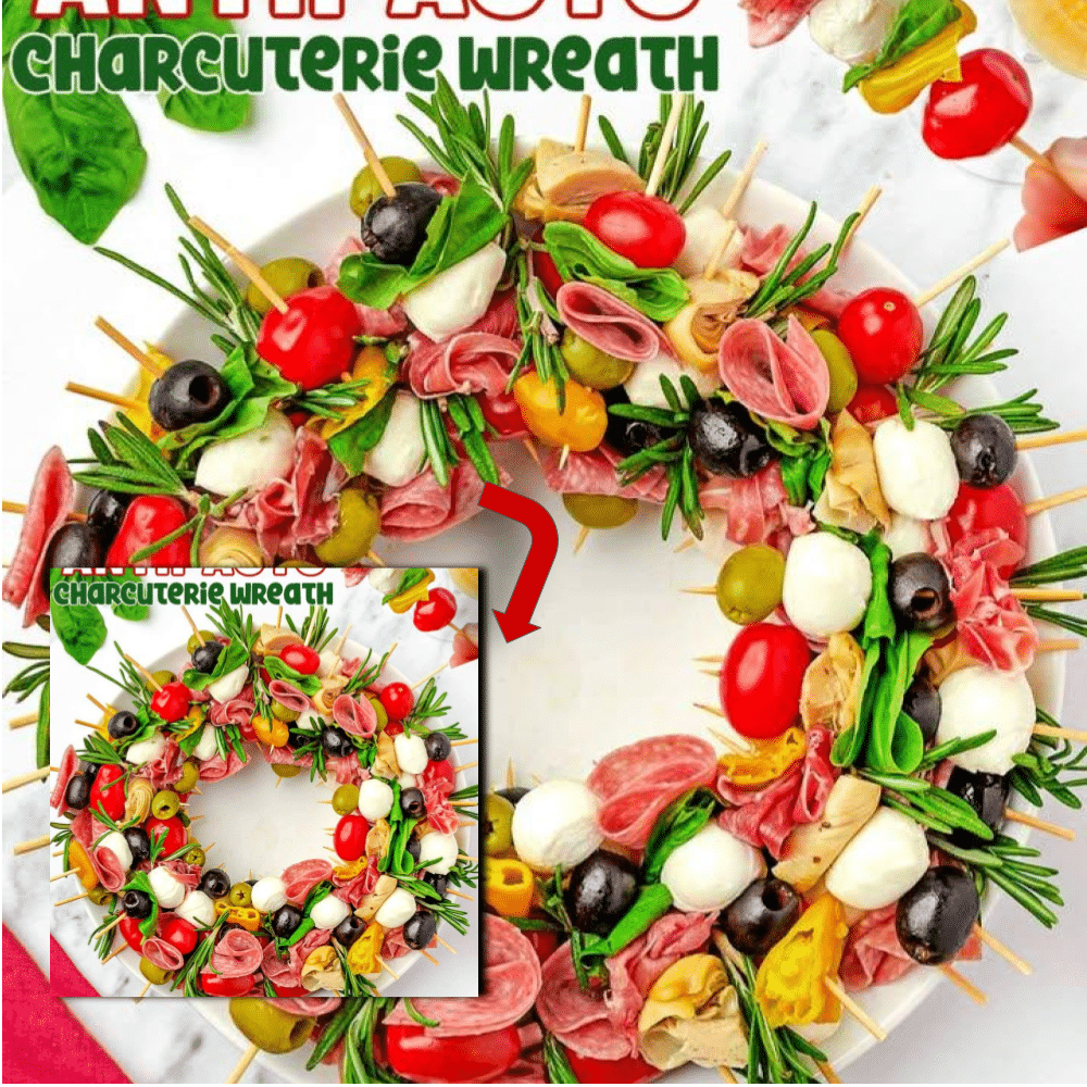 Antipasto Charcuterie Wreath: Easy Holiday Beef Appetizer 2 Antipasto Charcuterie Wreath: Easy Holiday Beef Appetizer