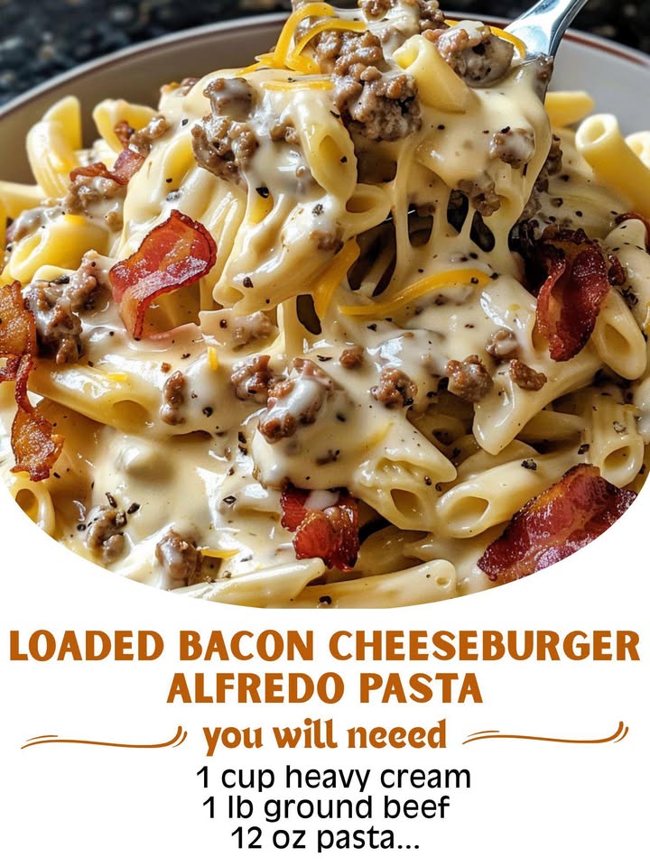 Creamy Cheeseburger Alfredo Pasta Recipe | Easy Beef Dinner