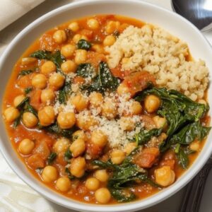Hearty Chickpea Spinach Stew with Couscous