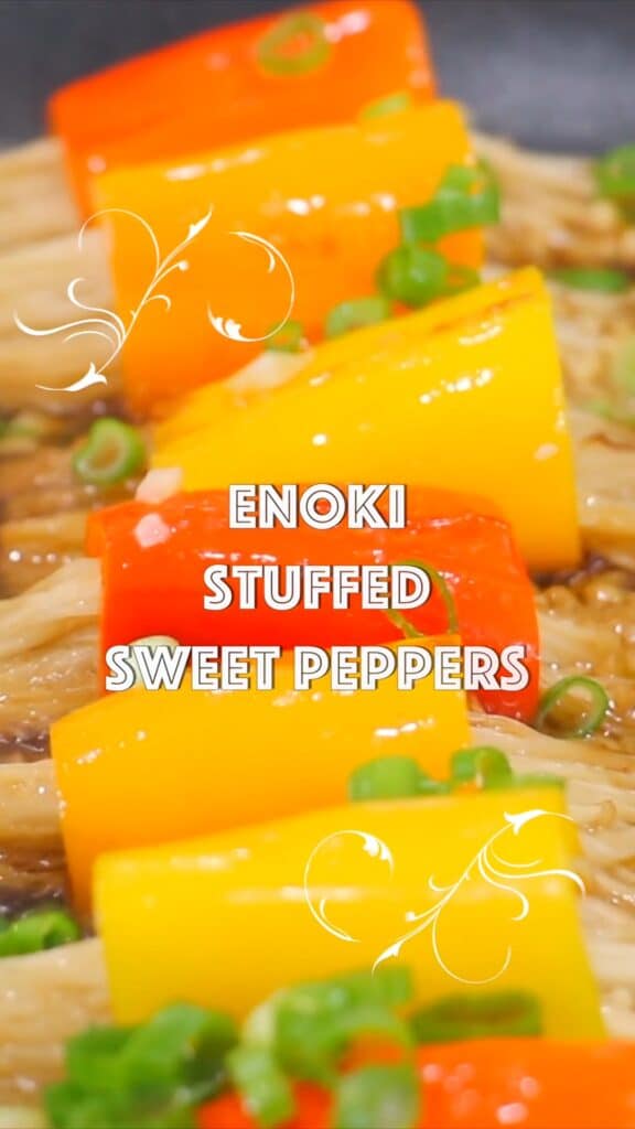 Easy Enoki Stuffed Peppers Recipe (Vegan)