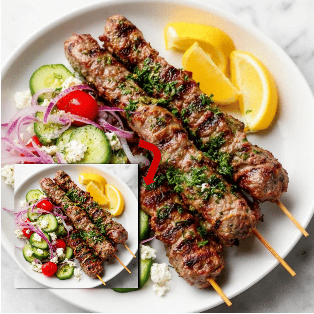 Easy Grilled Kofta Kebab Recipe with Fresh Greek Salad 2 Easy Grilled Kofta Kebab Recipe with Fresh Greek Salad