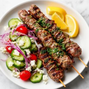 Easy Grilled Kofta Kebab Recipe with Fresh Greek Salad 3 Easy Grilled Kofta Kebab Recipe with Fresh Greek Salad
