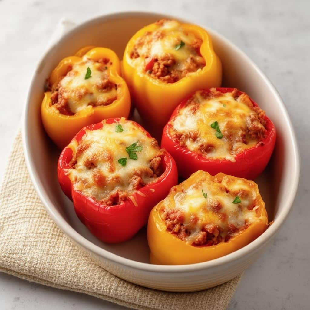 Easy Ground Beef Stuffed Bell Peppers
