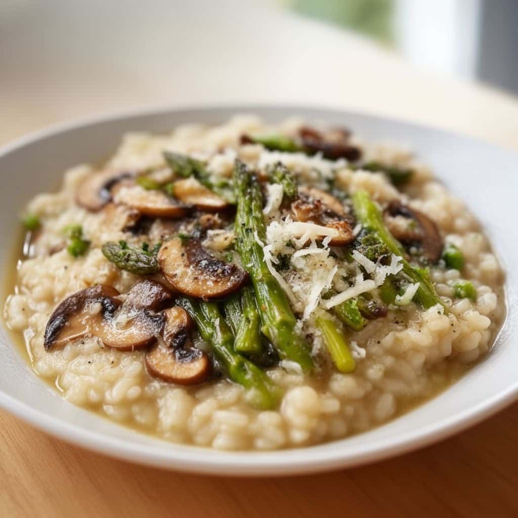 Creamy Mushroom Asparagus Risotto Recipe