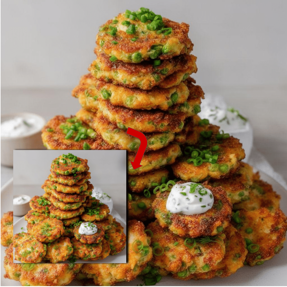 Crispy Pea Fritters with Lemon Yogurt Sauce | Easy Recipe